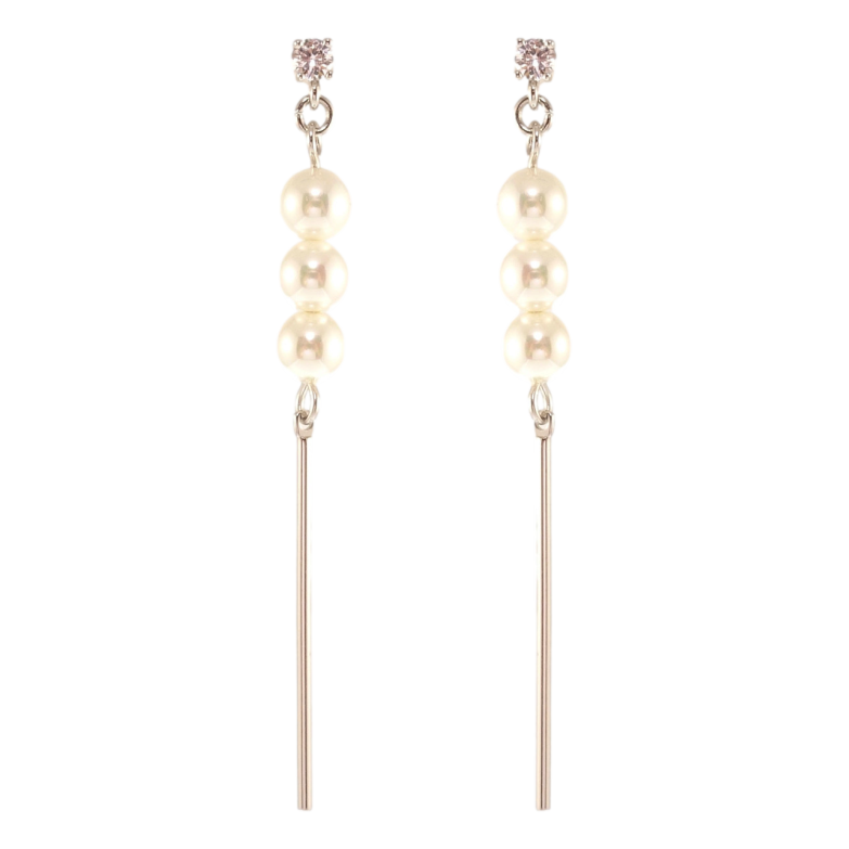 Сережки Xuping QQMM Родій пусети Перлове тріо фото №17