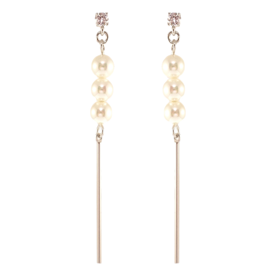 Серьги Xuping QQMM Родий пусеты Жемчужное трио фото №1