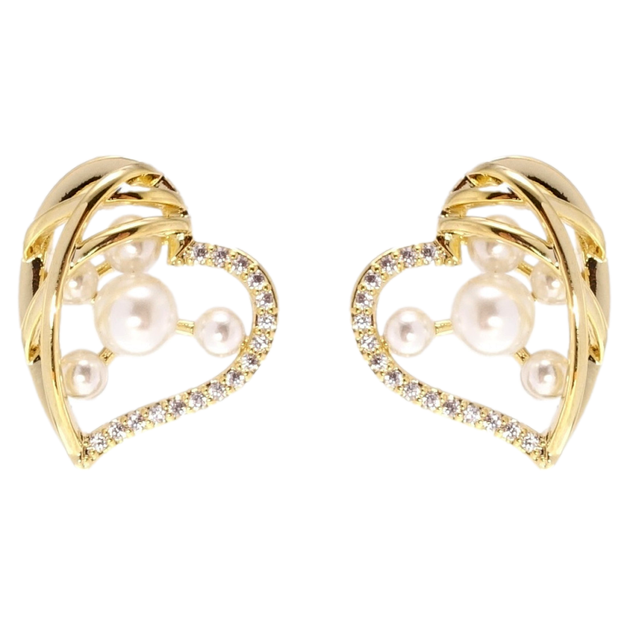 Сережки Xuping QQMM Позолота 14K пусети Елегантні серця фото №1