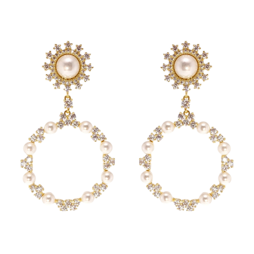 Сережки Xuping QQMM Позолота 14K пусети Елегантні каблучки з цирконієм і фото №1