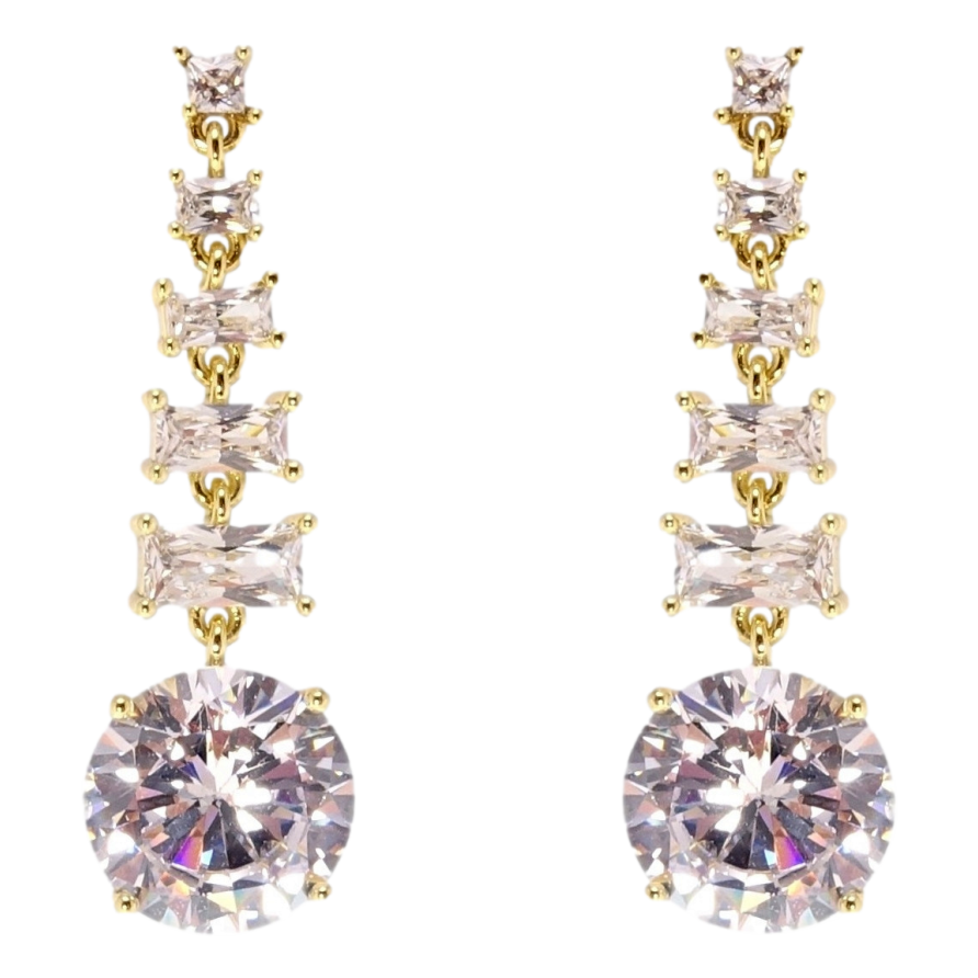 Серьги Xuping QQMM Позолота 14K пусеты Изящные кристальные подвески фото №1