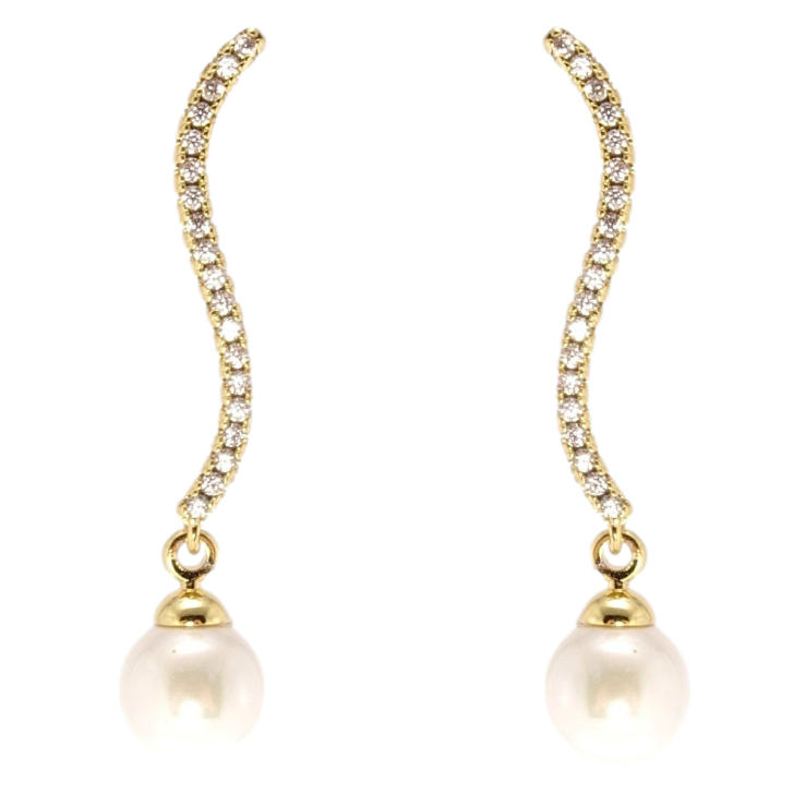 Серьги Xuping QQMM Позолота 14K пусеты Волнистые дорожки циркония с фото №14