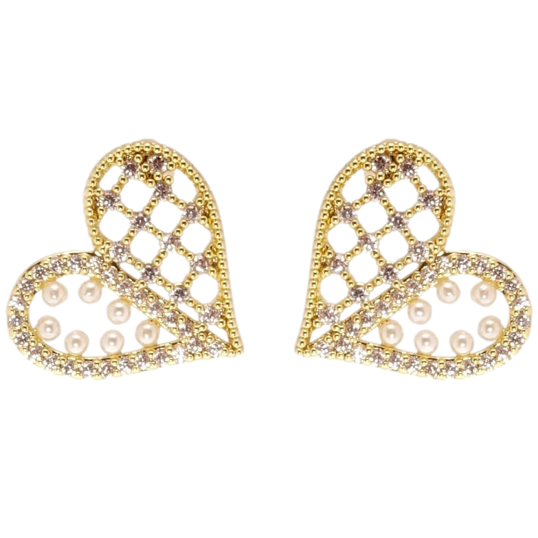 Серьги Xuping QQMM Позолота 14K пусеты Декоративные сердечки фото №12