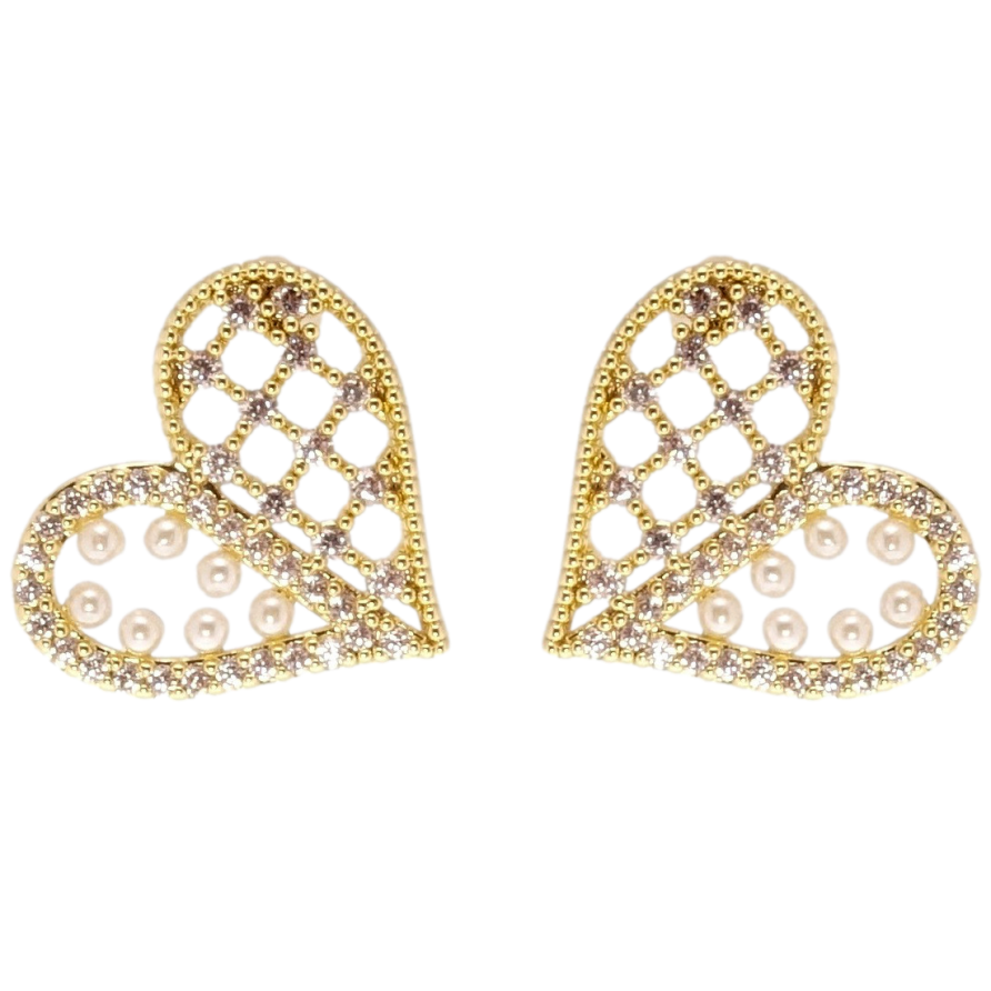 Сережки Xuping QQMM Позолота 14K пусети Декоративні серця фото №1