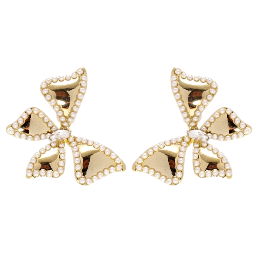 Сережки Xuping QQMM Позолота 14K пусети Метелики з дрібними перлами фото №1