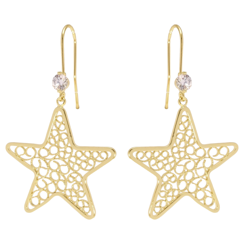 Серьги Xuping QQMM Позолота 14K французский замок Ажурные звезды фото №1