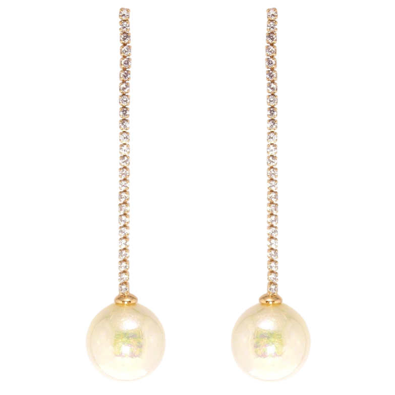 Сережки Xuping QQMM Позолота 18K пусети Бусина на доріжці цирконію ø 14мм фото №1