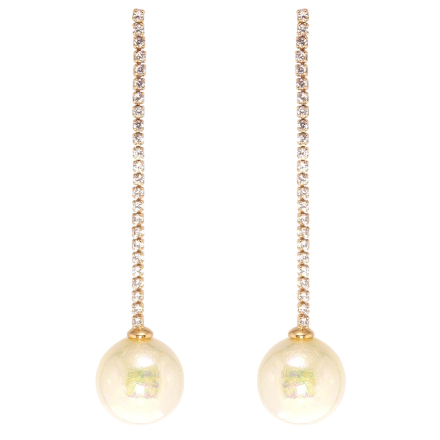 Серьги Xuping QQMM Позолота 18K пусеты Бусина на дорожке циркония ø 14мм фото №1