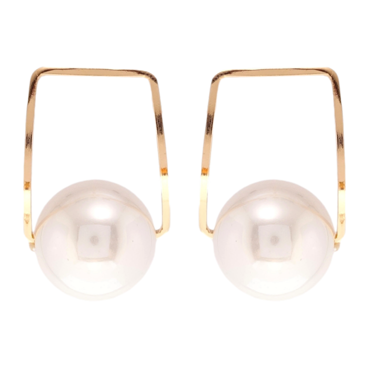 Серьги Xuping QQMM Позолота 18K пусеты Жемчужины на прямоугольниках фото №23