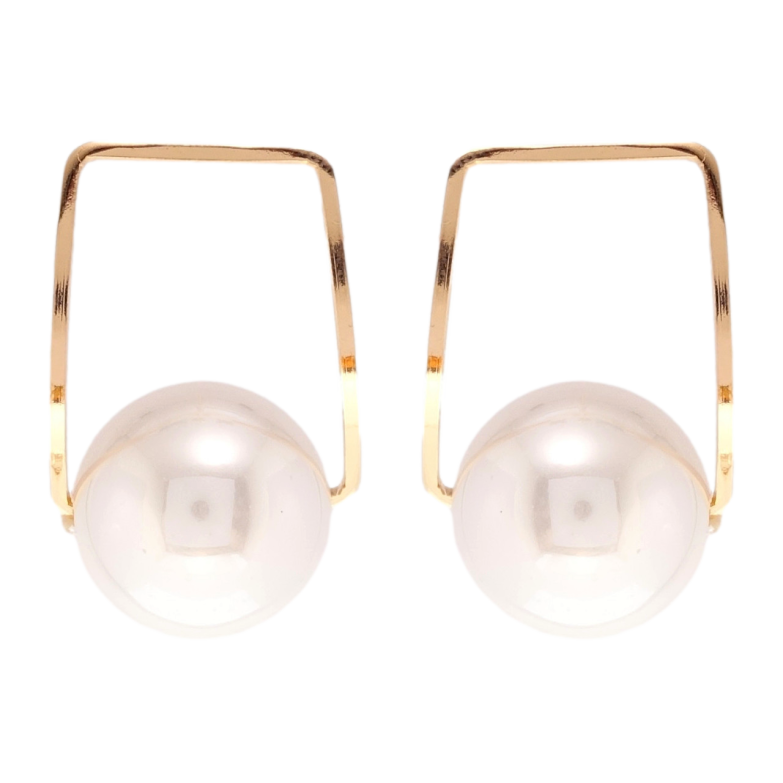 Сережки Xuping QQMM Позолота 18K пусети Перлини на прямокутниках фото №1