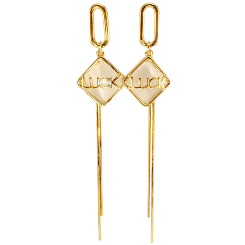 Серьги Xuping QQMM Позолота 14K пусеты Luck фото №1