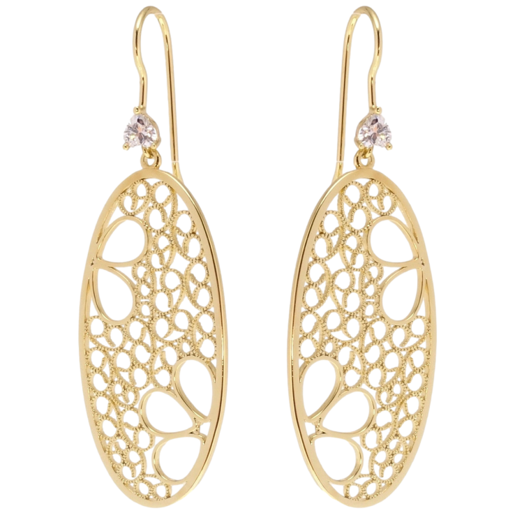 Сережки Xuping QQMM Позолота 14K французький замок Ажурні овали фото №13