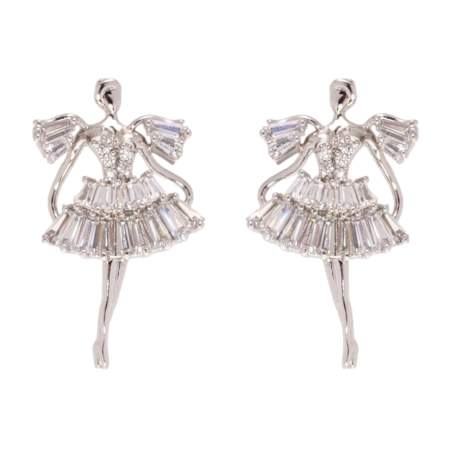 Серьги Xuping QQMM Родий пусеты Танцовщицы с цирконием фото №1