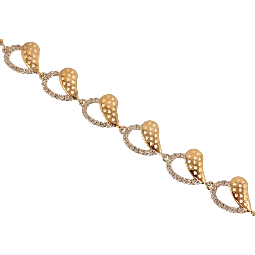 Браслет Xuping Позолота + Родий Резные сердечки с цирконием длина с доп. замком 17,19см х 11мм фото №1