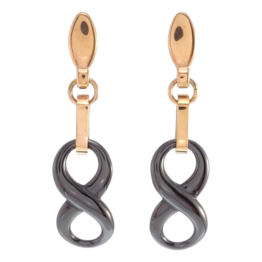 Серьги Xuping TTM Stainless Steel цвет РО пусеты Восьмерки черная керамика фото №1