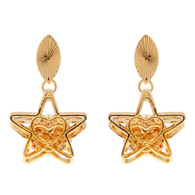 Серьги Xuping Позолота 18K пусеты Звезды с янтарными кристаллами фото №20