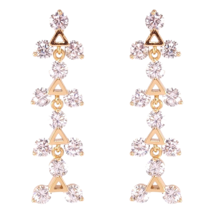 Серьги Xuping Позолота 18K пусеты Треугольники с кристаллами фото №17