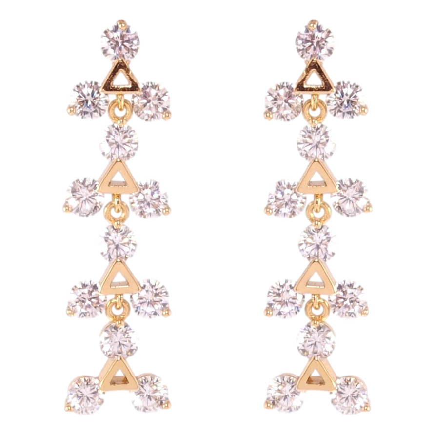 Серьги Xuping Позолота 18K пусеты Треугольники с кристаллами фото №1