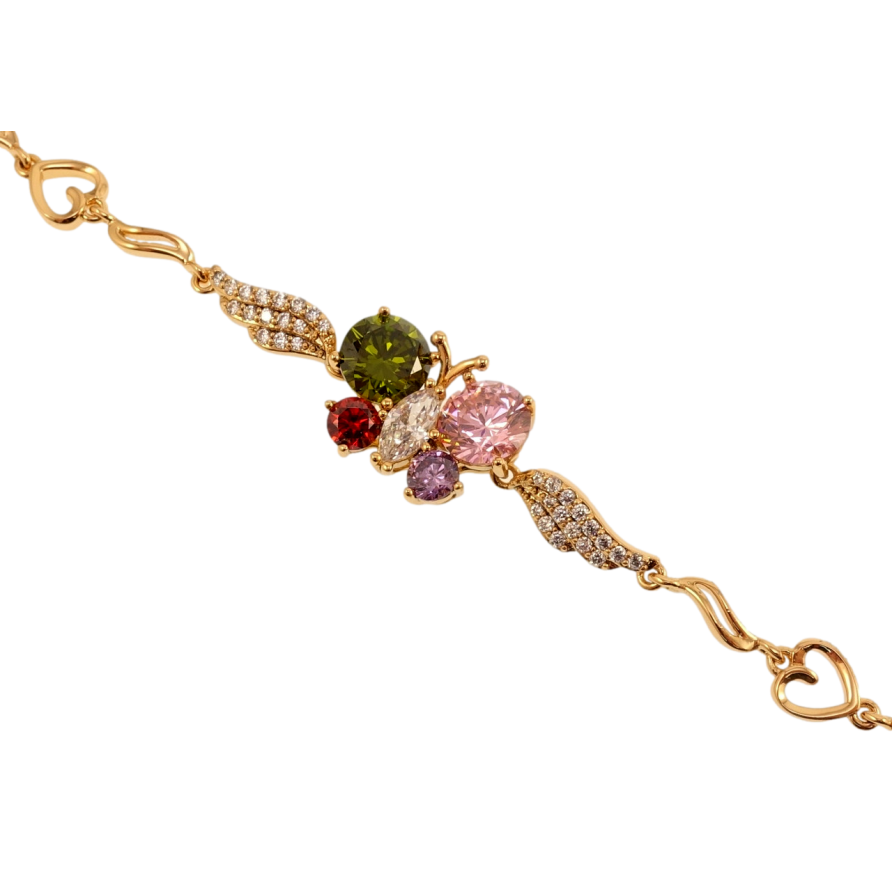 Браслет Xuping Позолота 18K Метелик з різнокольоровими кристалами довжина з дод. замком 17,19см х 4-6мм фото №1