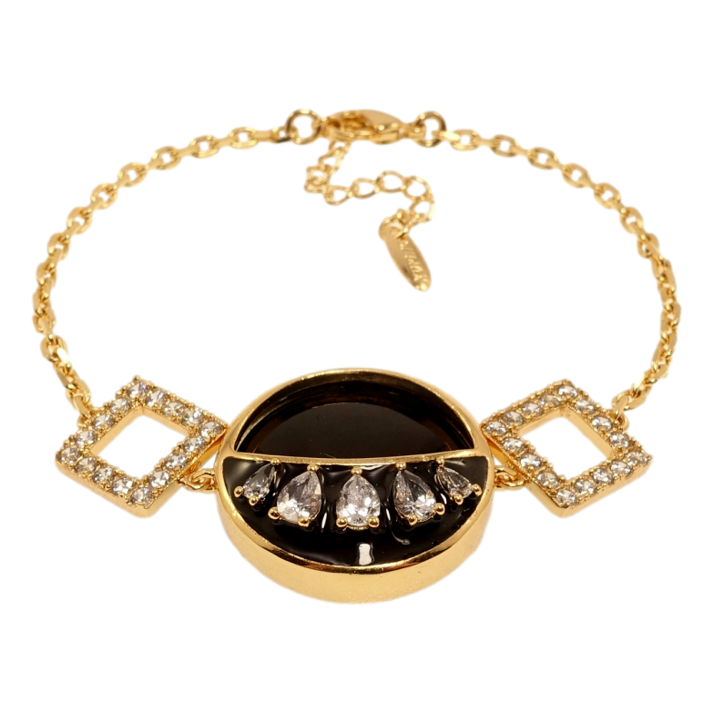 Браслет Xuping Позолота 18K Плетение Якорное с декоративной вставкой длина с доп.цеп. 15.5-18.5см х 2мм фото №1