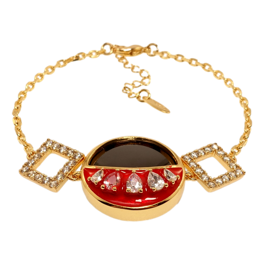 Браслет Xuping Позолота 18K Плетіння якірне з декоративною вставкою довжина з дод. ланцюжком 16-19см х 2мм фото №1