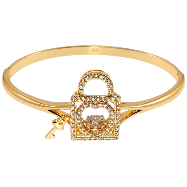 Браслет Xuping Позолота 18K Замочек с Танцующим кристаллом и ключиком ø 6см фото №9
