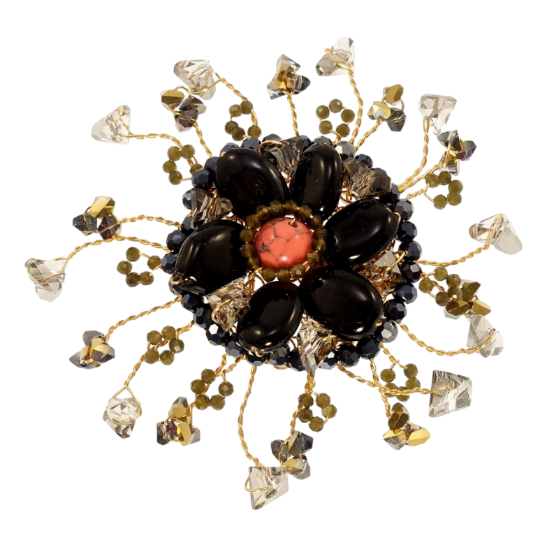 Брошка Xuping Позолота 18K Пишна квітка з намистин фото №1 Брошка Xuping Позолота 18K Пишна квітка з намистин фото №1