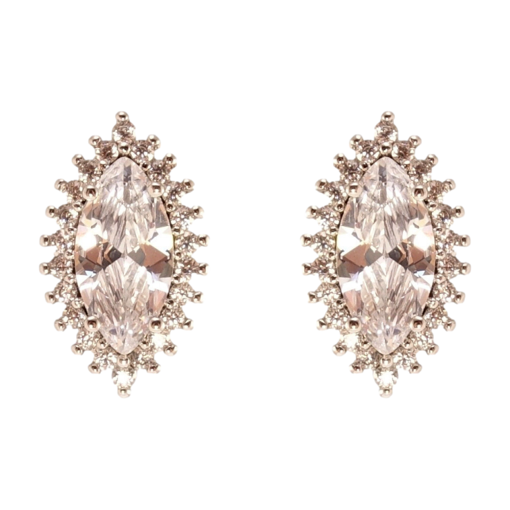 Сережки Xuping Родій пусети Кристал Маркіз у променистому обрамленні цирконію фото №22