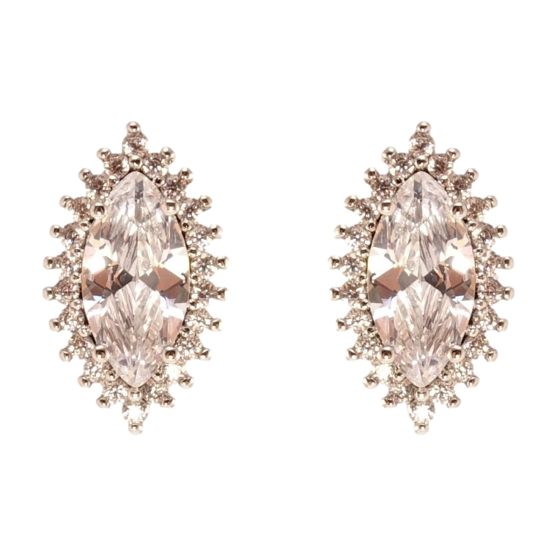 Сережки Xuping Родій пусети Кристал Маркіз у променистому обрамленні цирконію фото №1