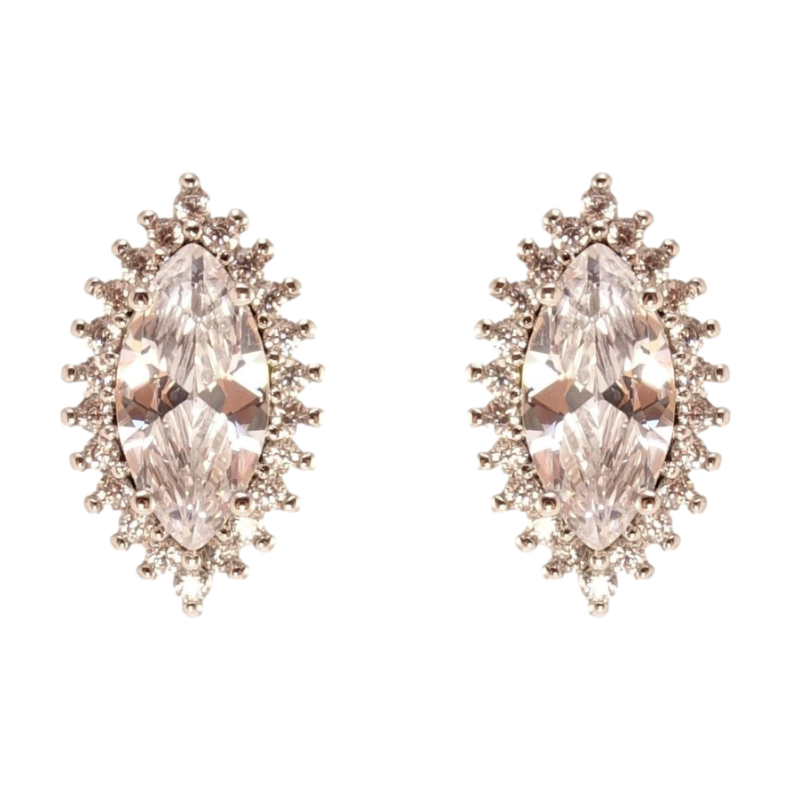 Сережки Xuping Родій пусети Кристал Маркіз у променистому обрамленні цирконію фото №1