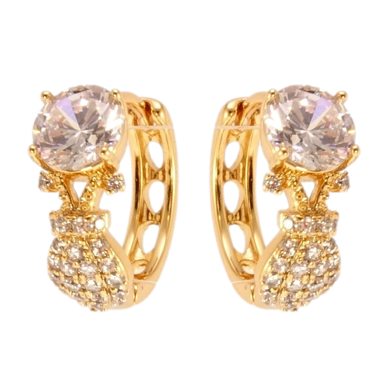 Сережки Xuping Позолота 18K колечка Кристальна фантазія фото №10