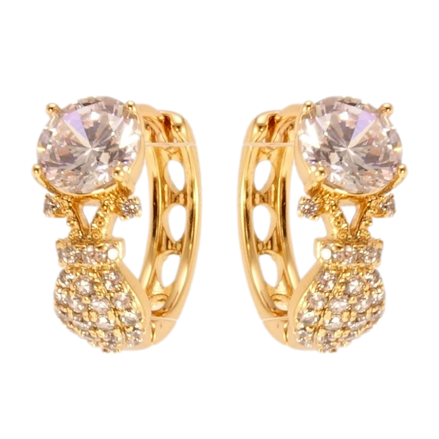 Сережки Xuping Позолота 18K колечка Кристальна фантазія фото №1