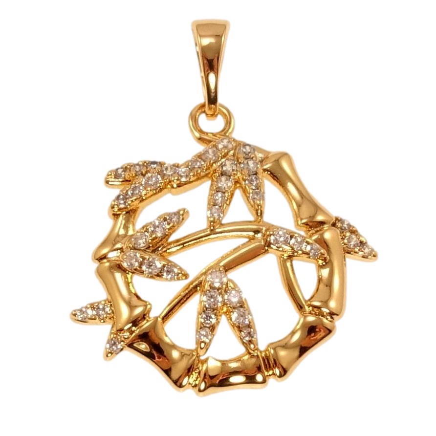 Кулон Xuping Позолота 18K Бамбуковий гай для ланцюжка до 5мм фото №1 Кулон Xuping Позолота 18K Бамбуковий гай для ланцюжка до 5мм фото №1