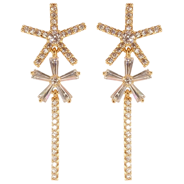 Серьги Xuping QQMM Позолота 18K пусеты Звездочки с цирконием фото №1