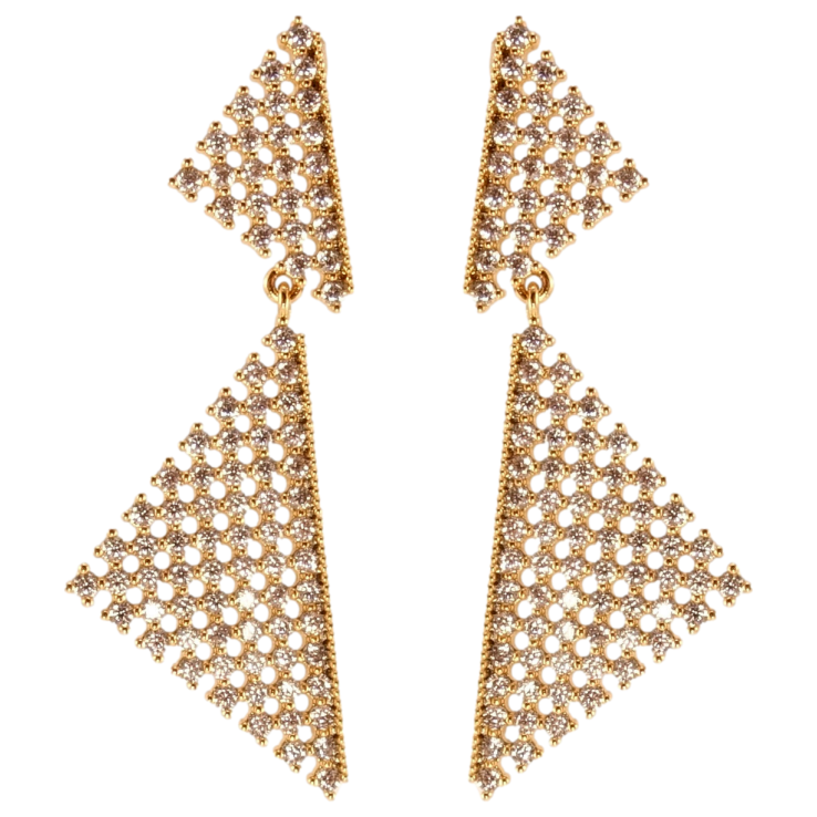 Сережки Xuping QQMM Позолота 18K пусети Трикутники з цирконієм фото №7