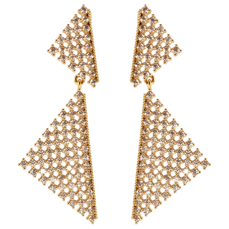 Серьги Xuping QQMM Позолота 18K пусеты Треугольники с цирконием фото №7