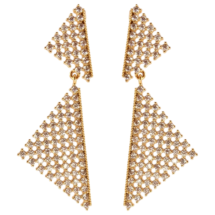 Серьги Xuping QQMM Позолота 18K пусеты Треугольники с цирконием фото №1