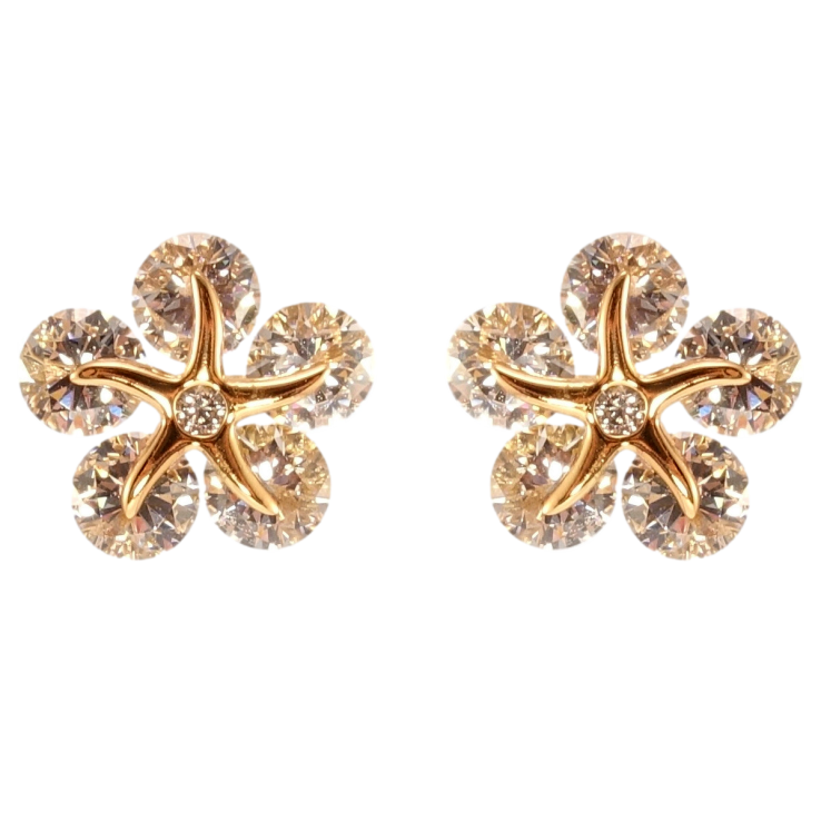 Серьги Xuping QQMM Позолота 18K пусеты Кристальные цветочки фото №21