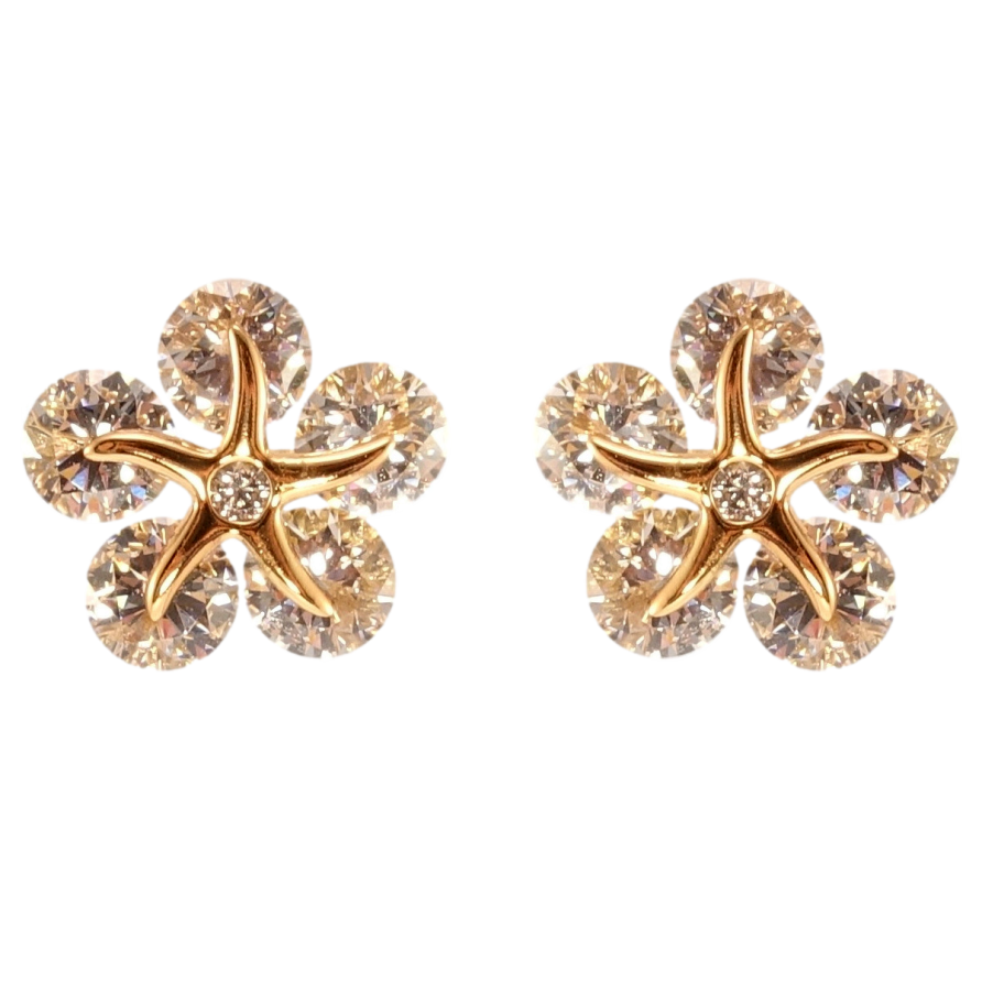 Серьги Xuping QQMM Позолота 18K пусеты Кристальные цветочки фото №1