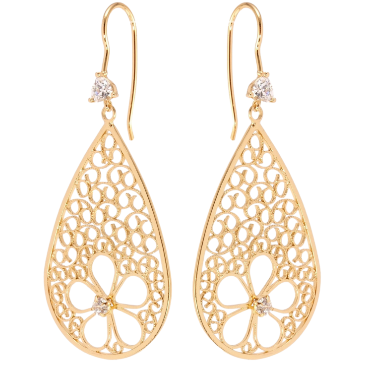 Серьги Xuping QQMM Позолота 18K французский замок Ажурные капельки с цветочным узором фото №12