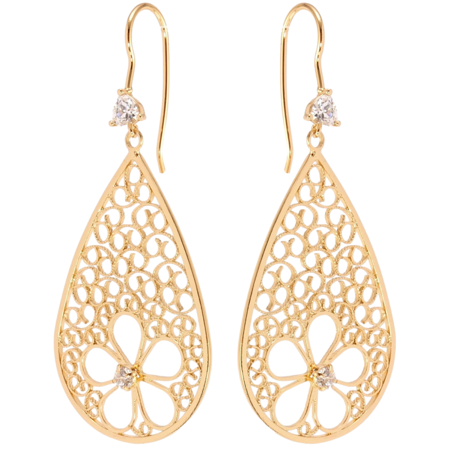 Сережки Xuping QQMM Позолота 18K французький замок Ажурні крапельки з квітковим візерунком фото №1