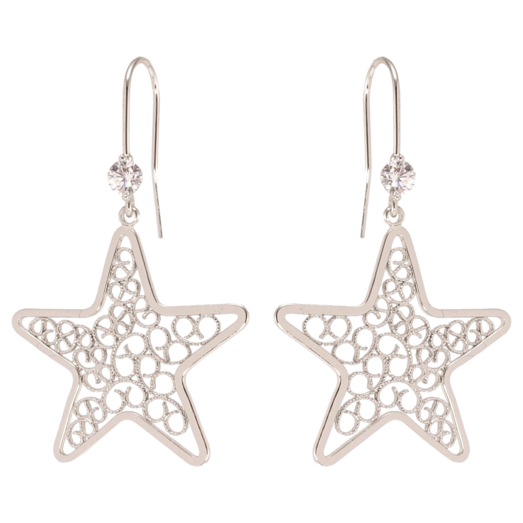 Серьги Xuping QQMM Родий французский замок Ажурные звезды фото №8