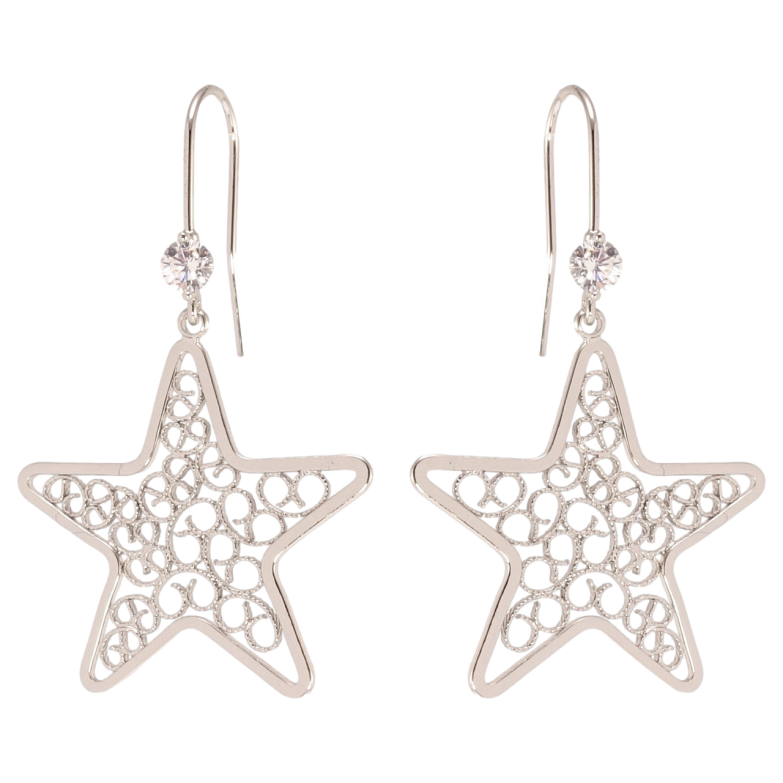 Сережки Xuping QQMM Родій французький замок Ажурні зірки фото №1