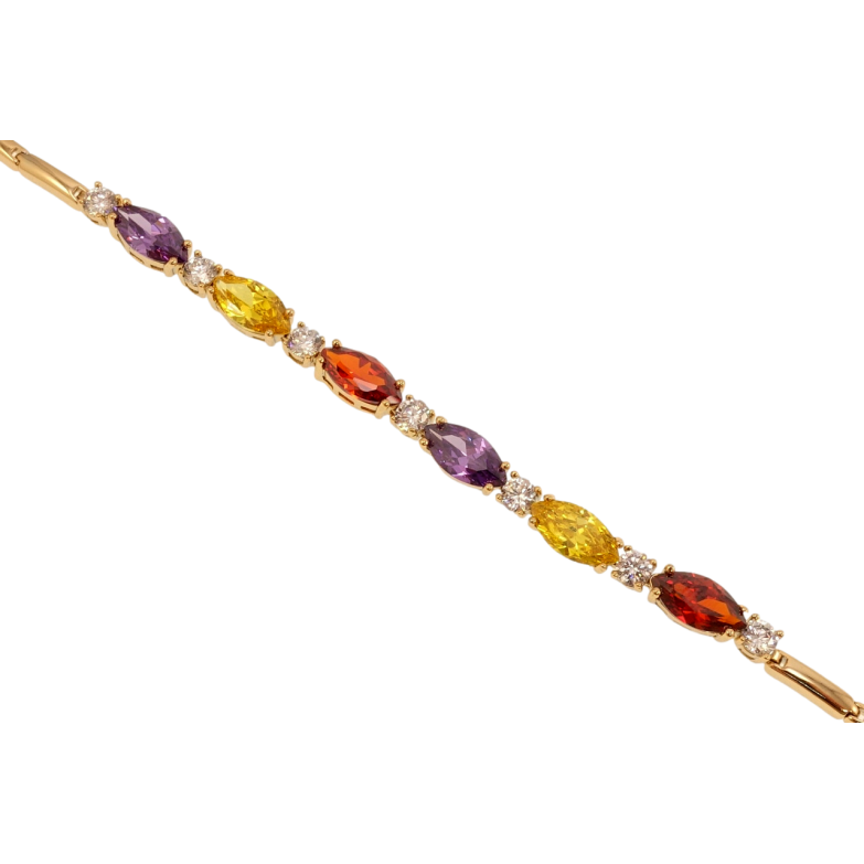 Браслет Xuping Позолота 18K Доріжка різнокольорових кристалів довжина з дод. замком 17,19см х 3мм фото №1