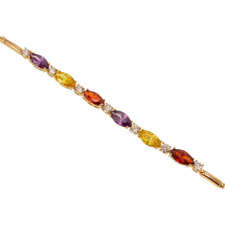 Браслет Xuping Позолота 18K Доріжка різнокольорових кристалів довжина з дод. замком 17,19см х 3мм фото №1