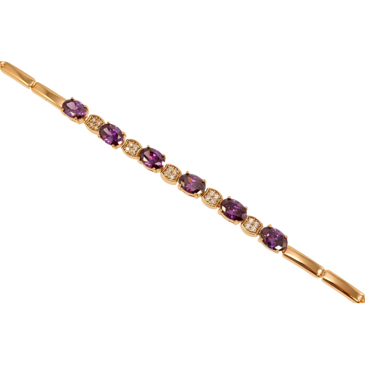 Браслет Xuping Позолота 18K Дорожка сиреневых кристаллов с цирконием длина 19см х 3мм фото №24