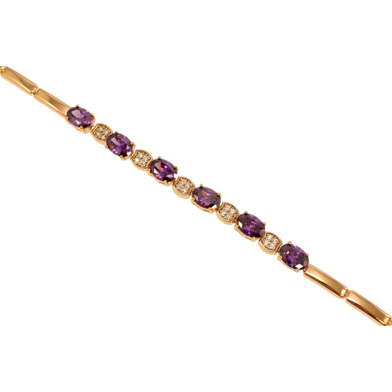 Браслет Xuping Позолота 18K Доріжка бузкових кристалів з цирконієм довжина 19см х 3мм фото №1