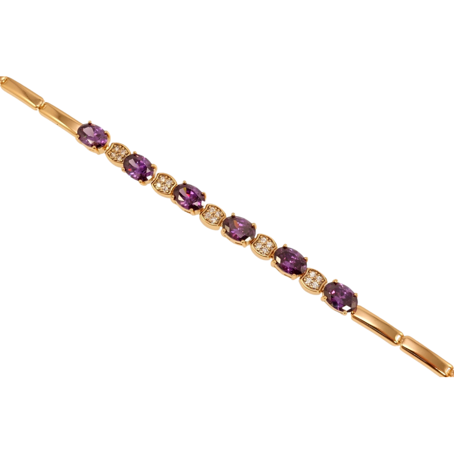 Браслет Xuping Позолота 18K Доріжка бузкових кристалів з цирконієм довжина 19см х 3мм фото №1