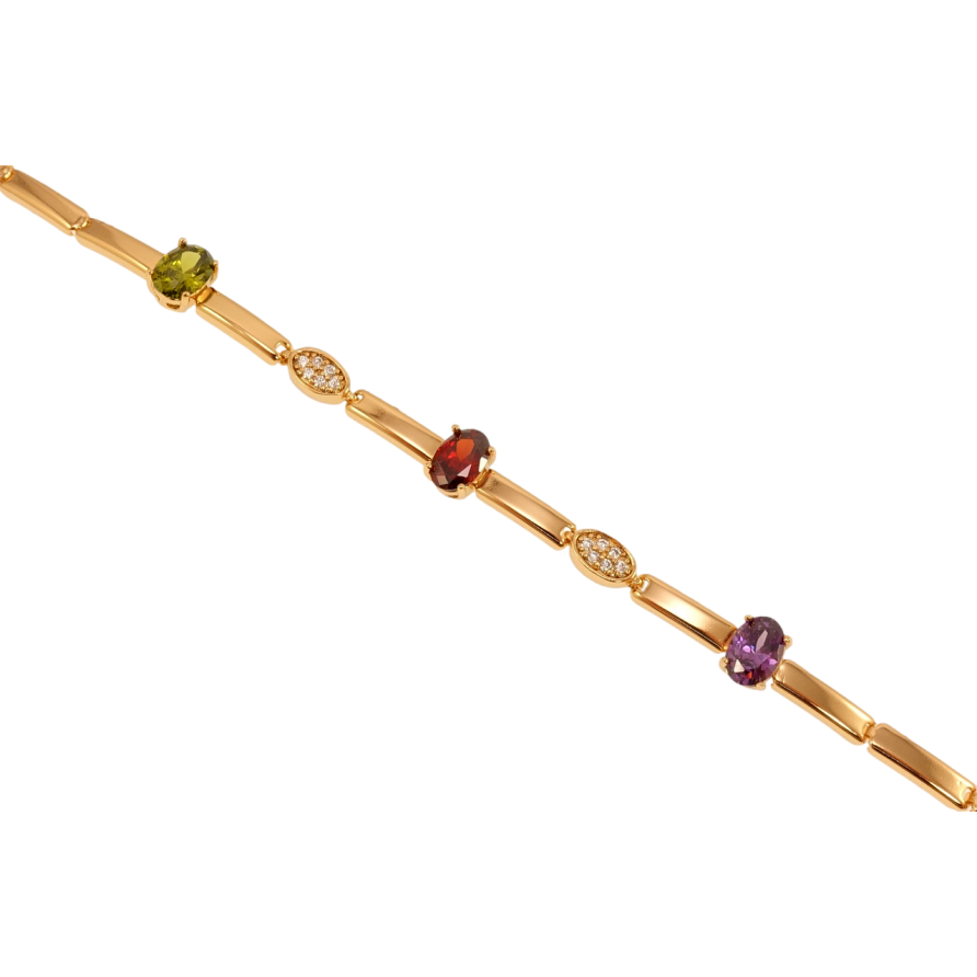 Браслет Xuping Позолота 18K Лаконічність з кольоровими фіанітами довжина 19.5см х 4-5мм фото №1