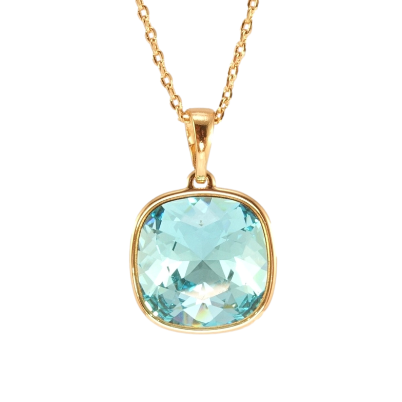 Кулон Xuping колір 18K з кр-ми Swarovski на ланцюжку Кристал Light Turquoise 14х14мм довжина 41-46см фото №1